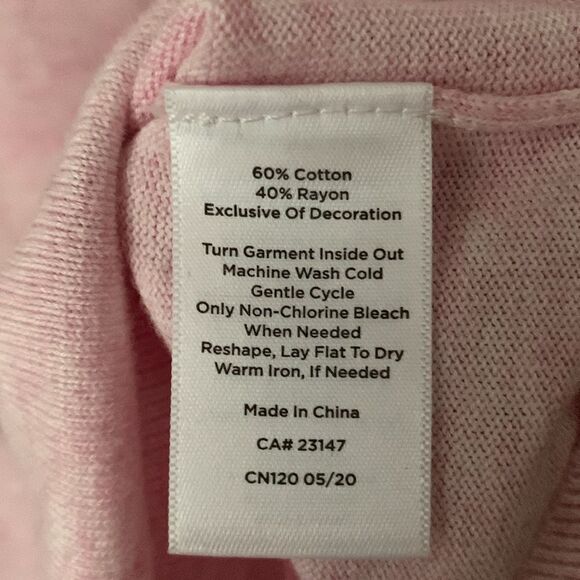 Talbots Pink Sweater Embroidered France Theme 3/4 Sleeve Size SP/2P - Picture 7 of 8